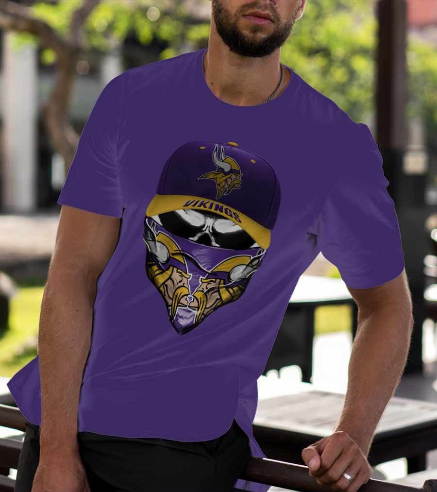Minnesota Vikings Vikings Logo Hat And Mask Combo T-Shirt