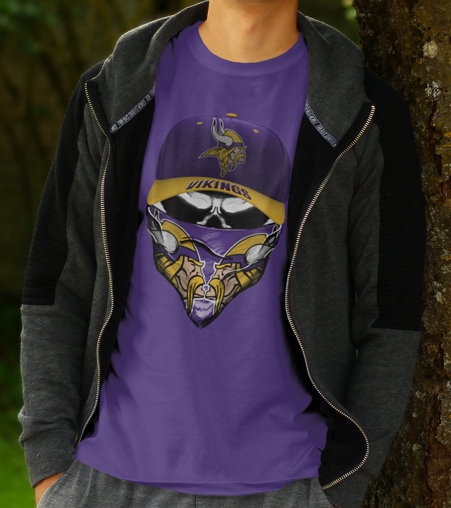 Minnesota Vikings Vikings Logo Hat And Mask Combo T-Shirt