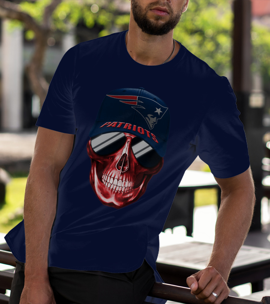 Patriots Skull With Nfl Logo Hat T-Shirt