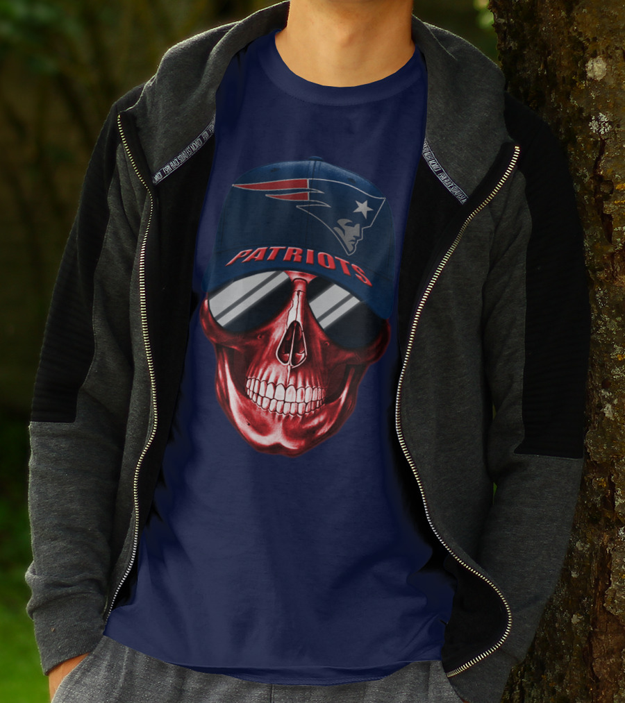 Patriots Skull With Nfl Logo Hat T-Shirt