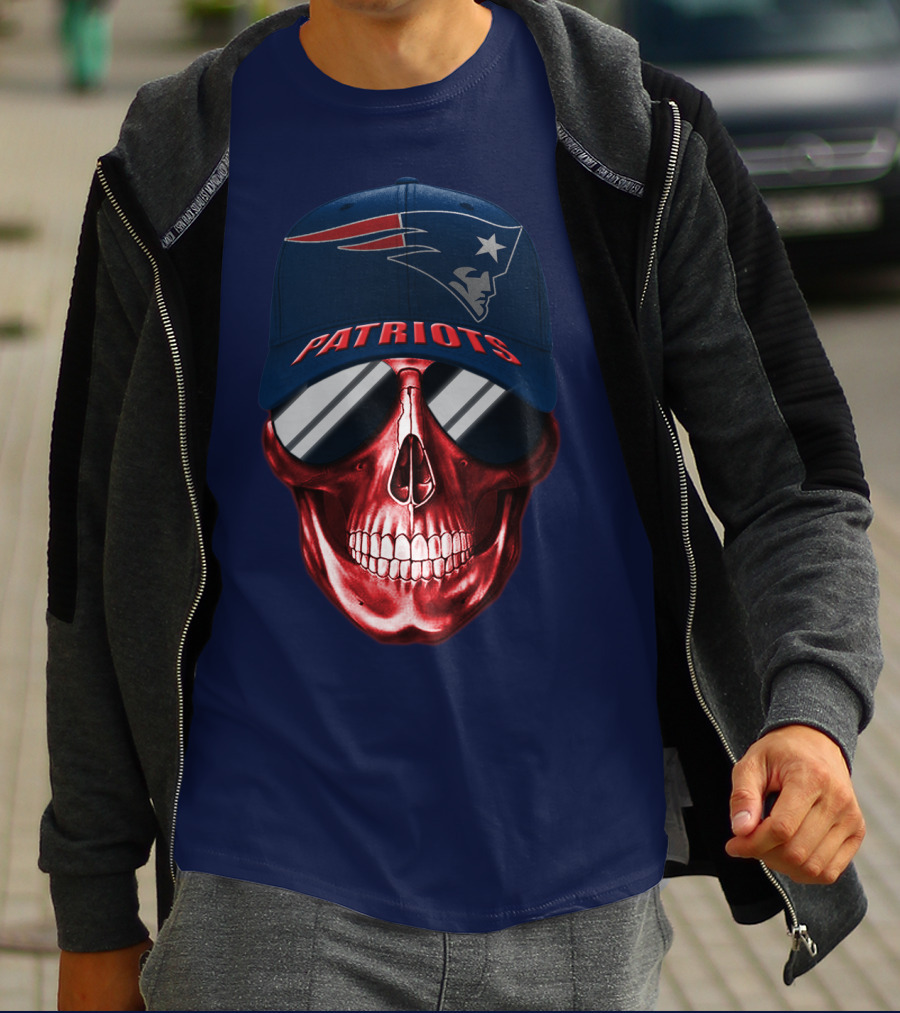 Patriots Skull With Nfl Logo Hat T-Shirt