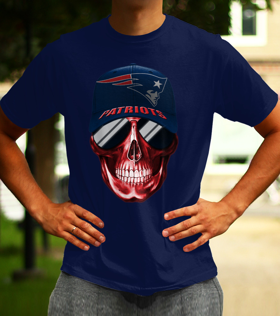 Patriots Skull With Nfl Logo Hat T-Shirt