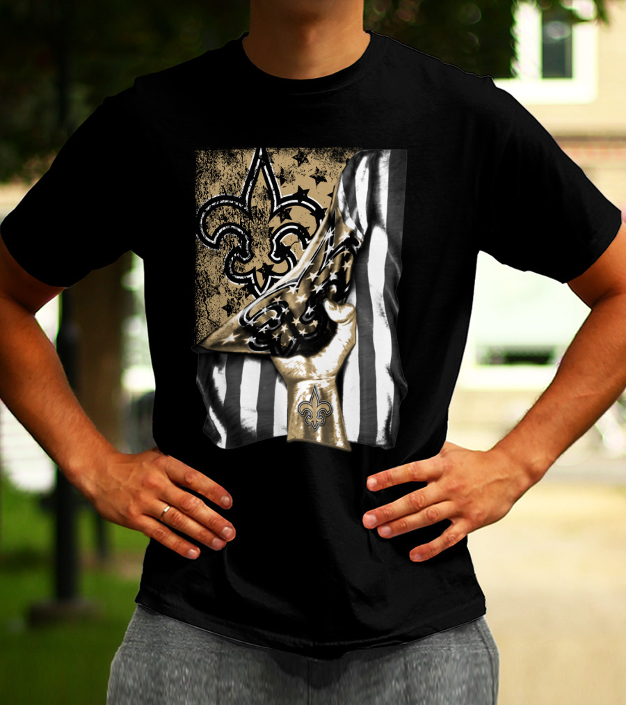 New Orleans Saints Fleur-De-Lis American Flag Fan Pride T-Shirt