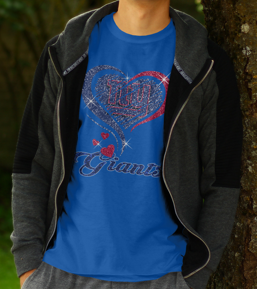 Giants New York Heart Logo Sparkle T-Shirt