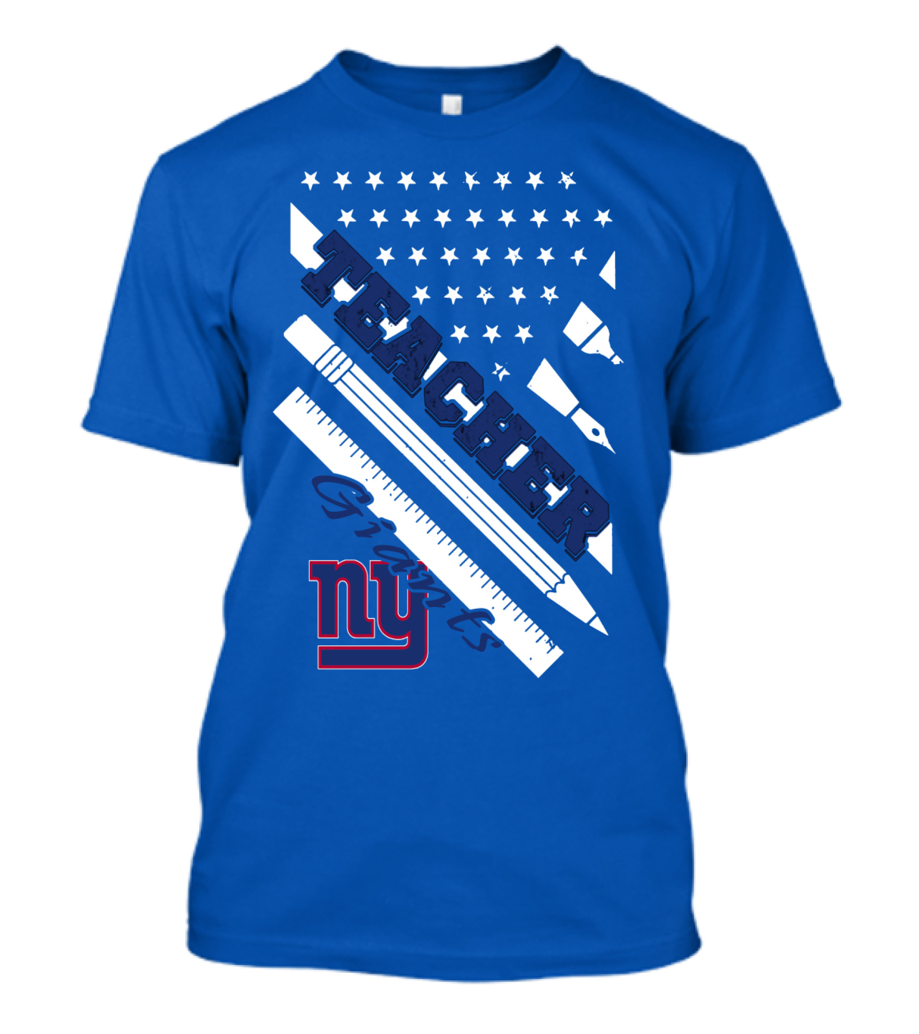 New York Giants Teacher Stars And Stripes Ruler Pen T-Shirt