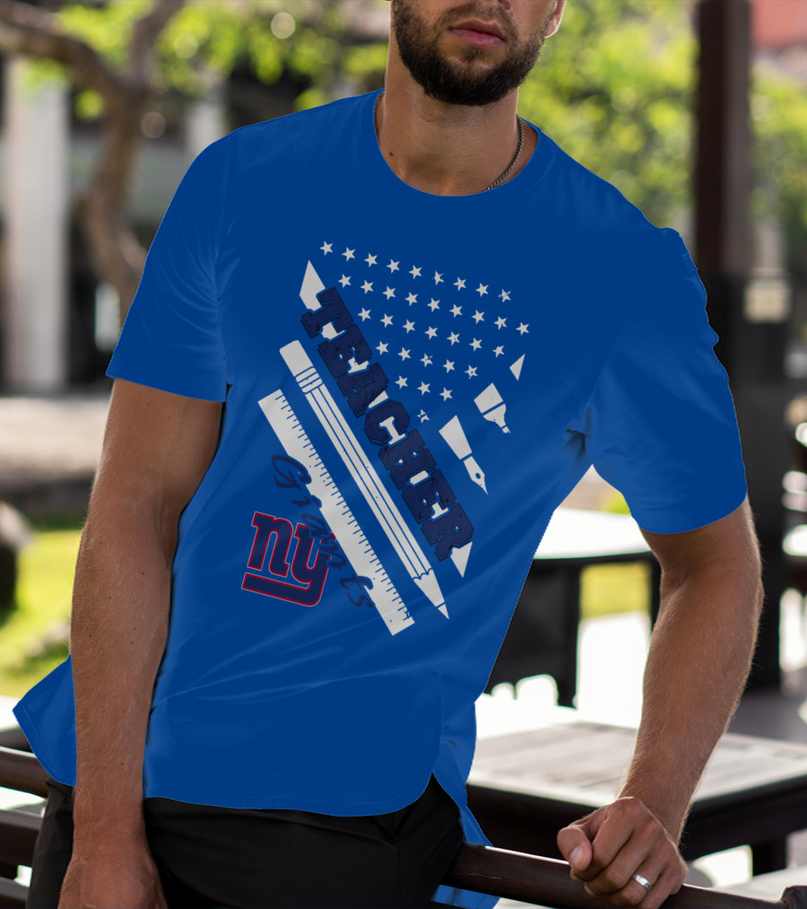 New York Giants Teacher Stars And Stripes Ruler Pen T-Shirt