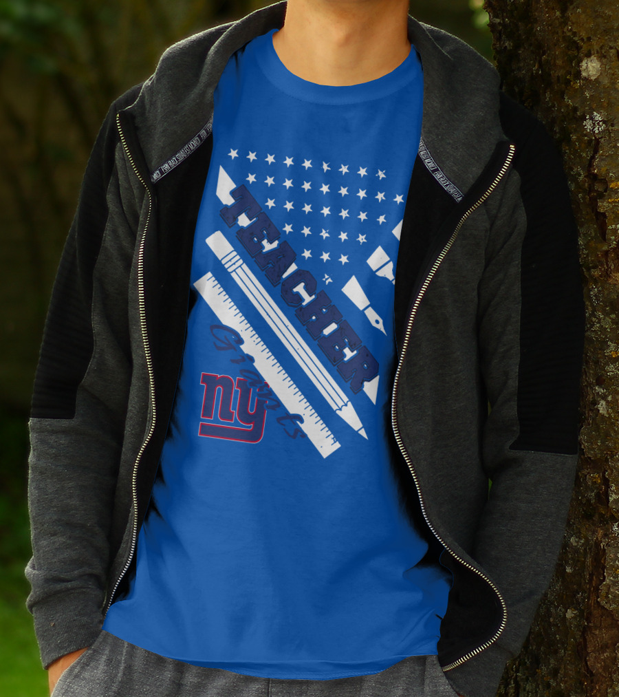 New York Giants Teacher Stars And Stripes Ruler Pen T-Shirt