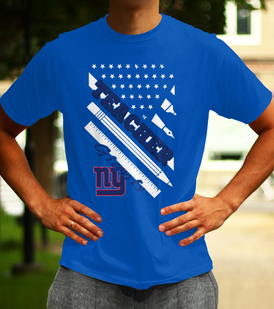 New York Giants Teacher Stars And Stripes Ruler Pen T-Shirt