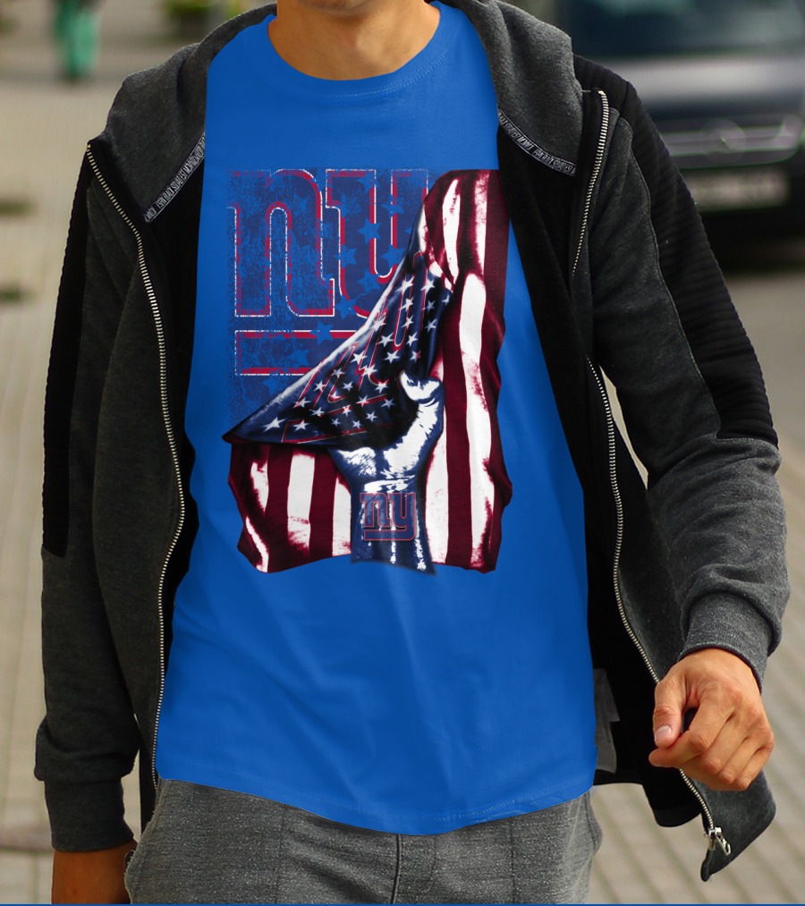 New York Giants American Flag Fist T-Shirt