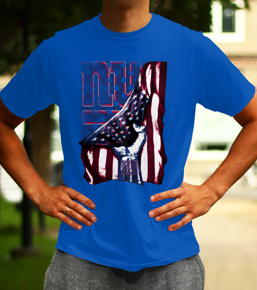 New York Giants American Flag Fist T-Shirt