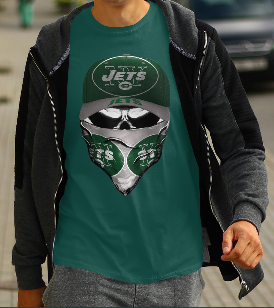New York Jets Football Fan Mask And Cap Set T-Shirt