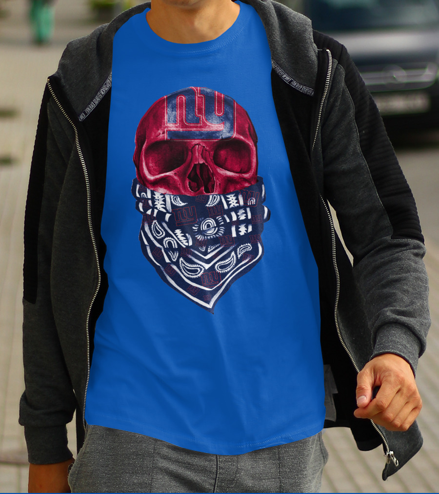 Newyork Giants Skull With Bandana And Team T-Shirt