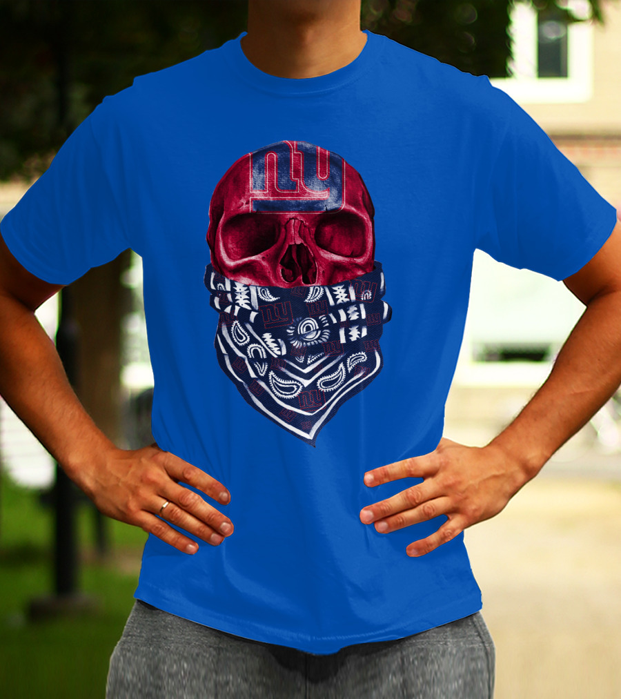 Newyork Giants Skull With Bandana And Team T-Shirt