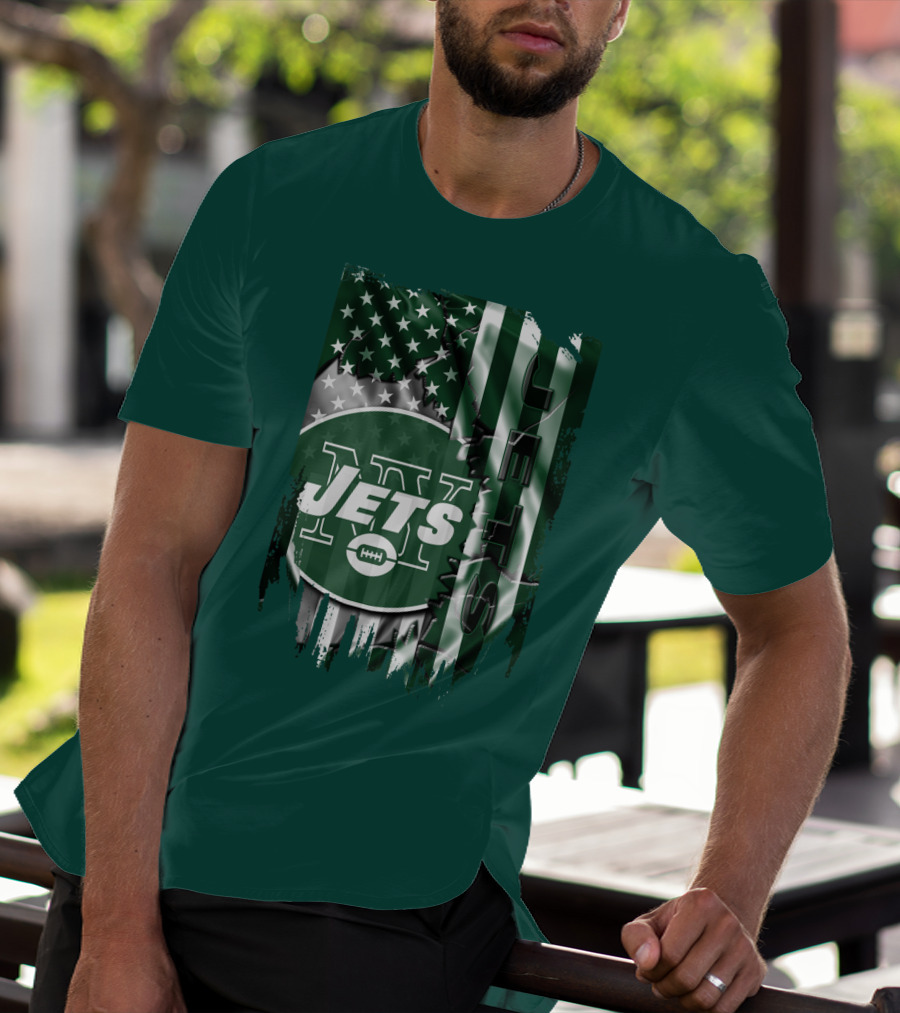 New York Jets American Flag Football T-Shirt