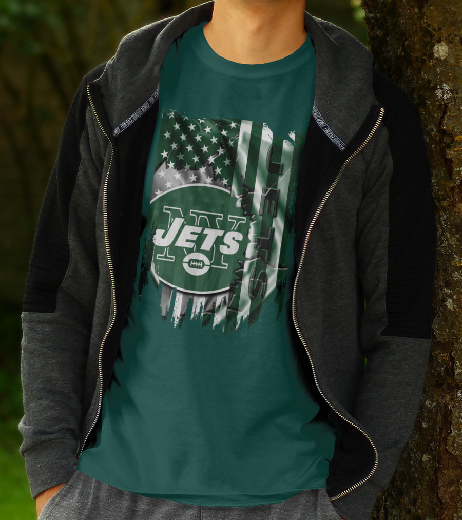 New York Jets American Flag Football T-Shirt