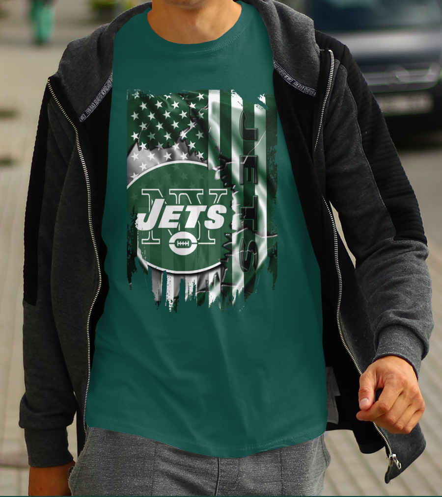 New York Jets American Flag Football T-Shirt