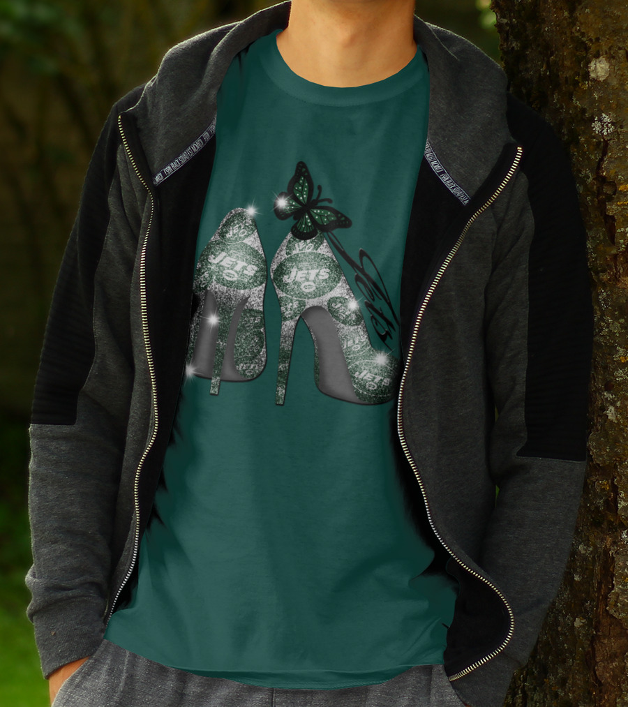 Jets Football High Heels With Butterfly T-Shirt