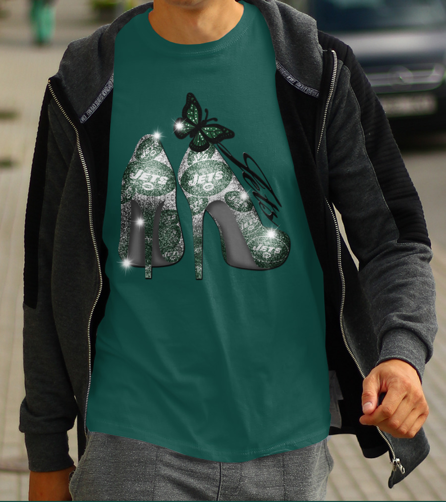 Jets Football High Heels With Butterfly T-Shirt