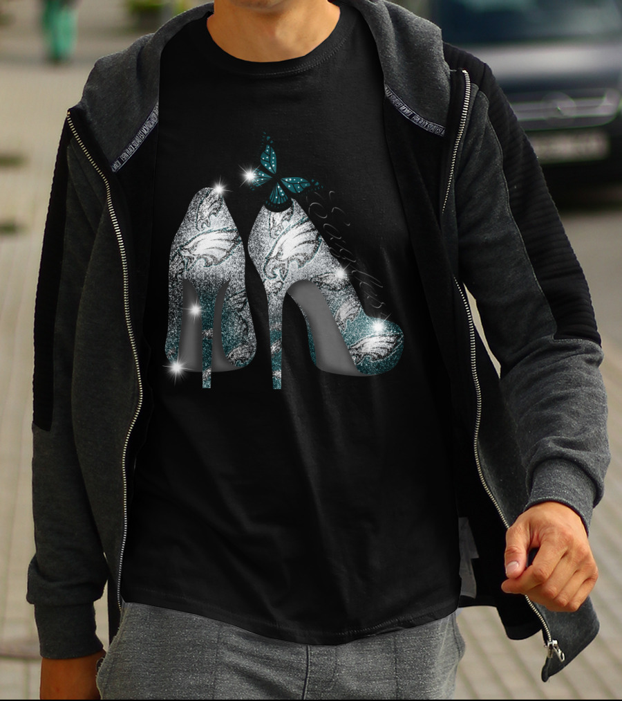 Philadelphia Eagles Heels With Butterfly T-Shirt