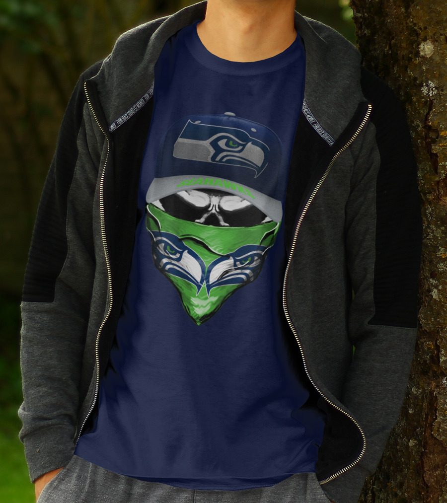 Seattle Seahawks Logo Hat And Bandana T-Shirt