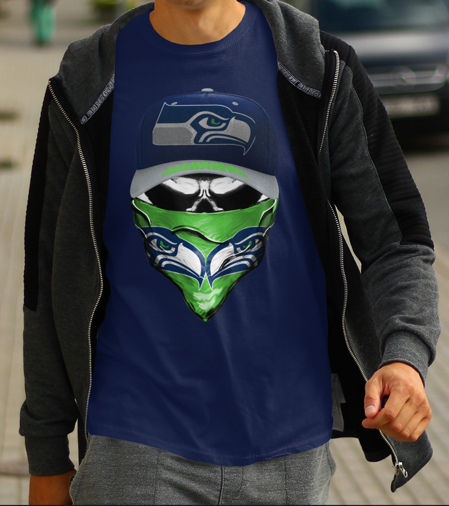 Seattle Seahawks Logo Hat And Bandana T-Shirt