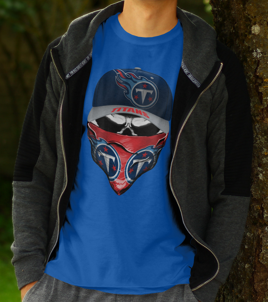 Tennessee Titans Logo Bandana And Cap Combination T-Shirt