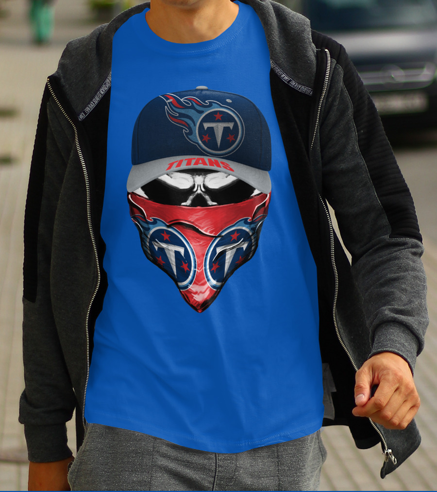 Tennessee Titans Logo Bandana And Cap Combination T-Shirt
