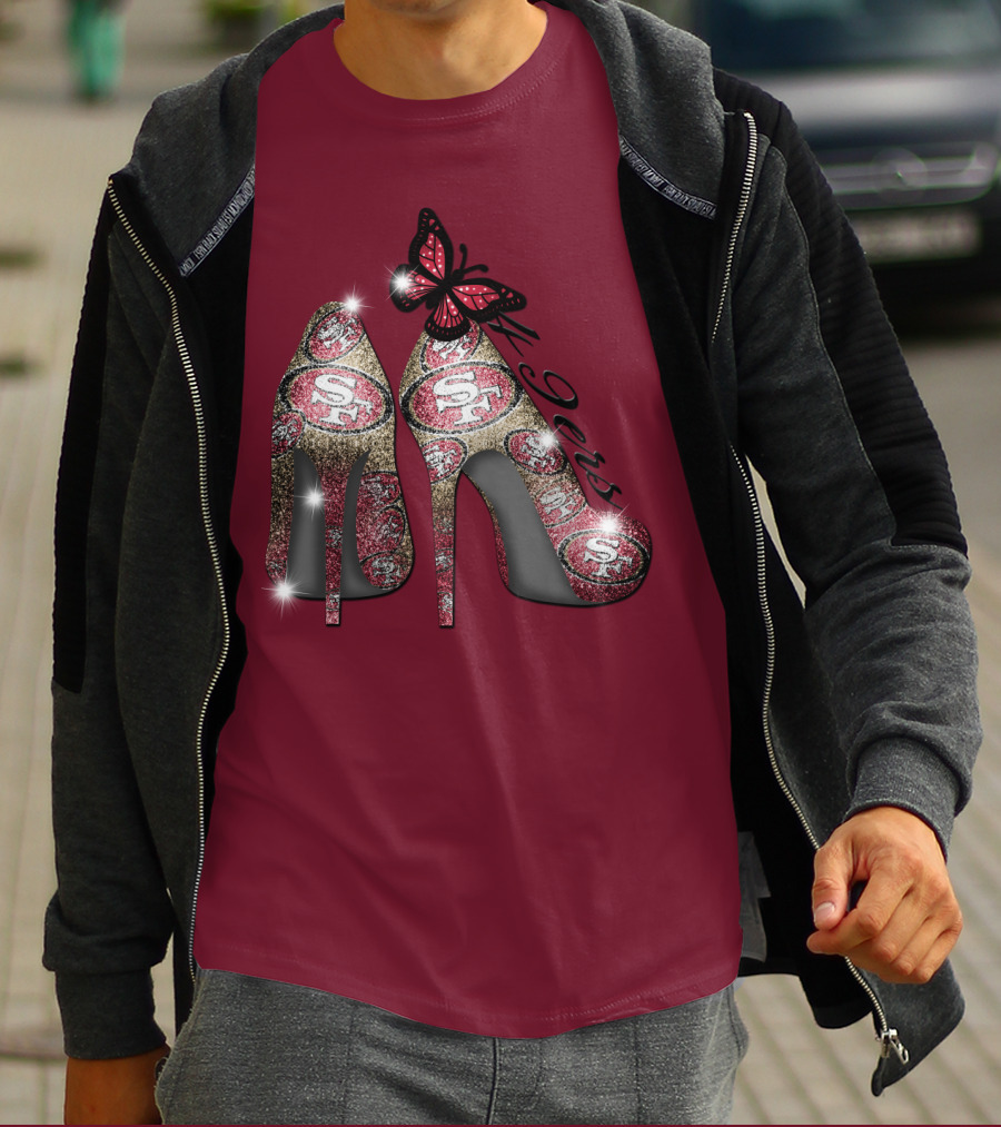 San Francisco 49ers High Heels Butterfly Sparkle T-Shirt