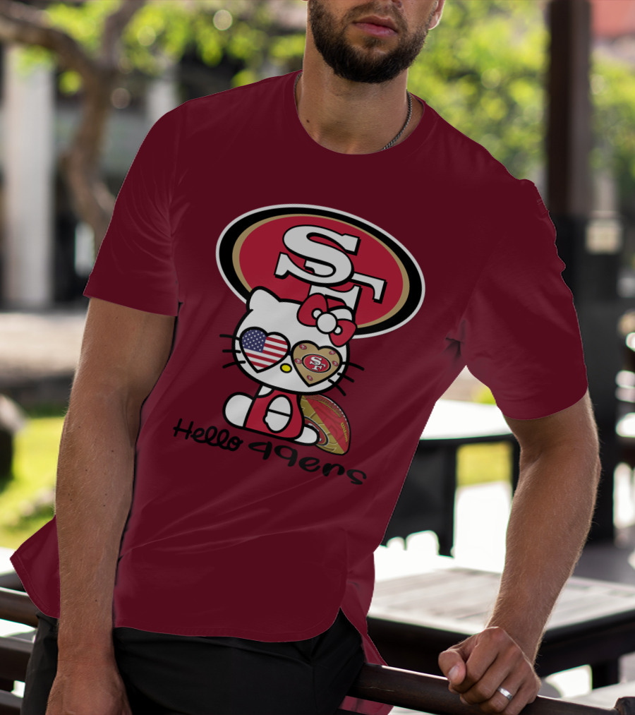 Hello 49ers San Francisco 49ers Football Fan Heart Kitty T-Shirt