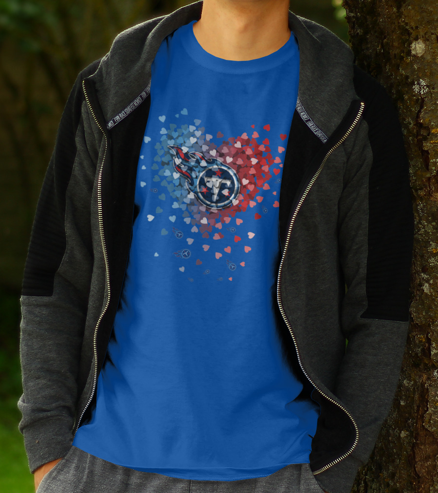 Tennessee Titans Heart Logo Red And Blue Hearts T-Shirt
