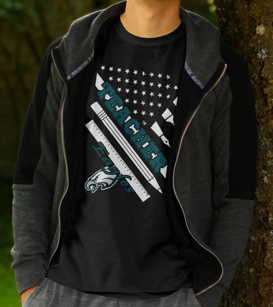 Philadelphia Eagles Teacher Usa Flag T-Shirt