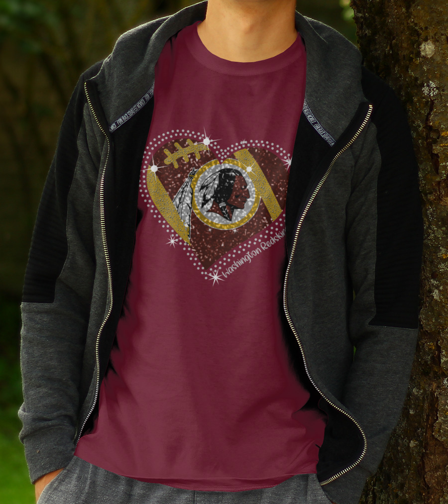 Washington Redskins Heart Football T-Shirt