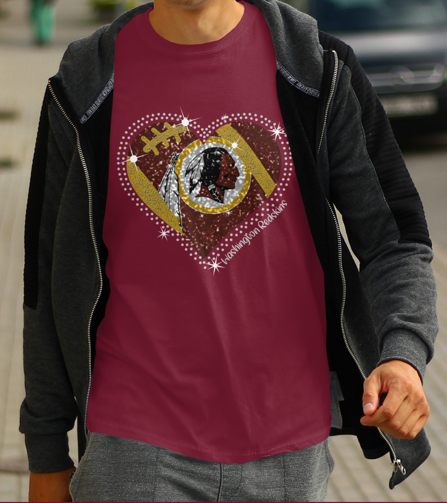 Washington Redskins Heart Football T-Shirt