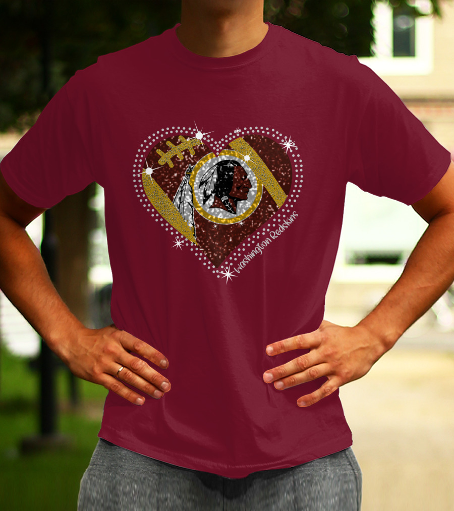 Washington Redskins Heart Football T-Shirt