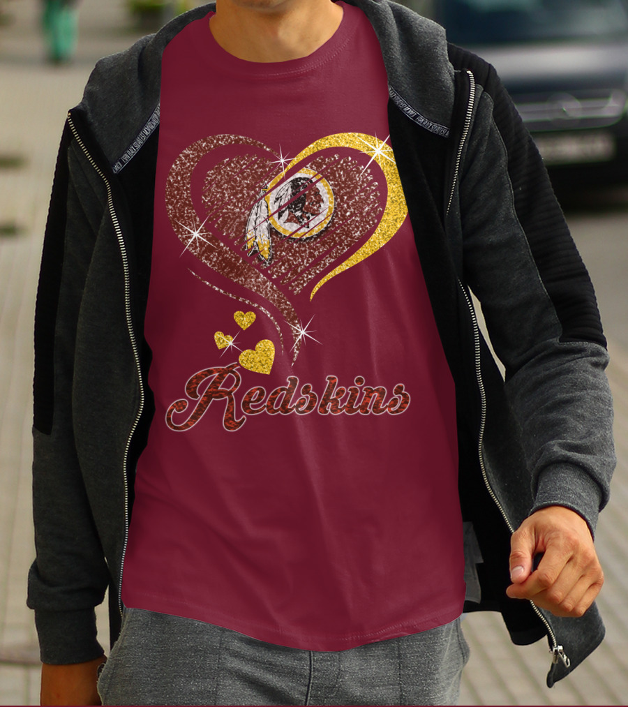 Redskins Heart Gold Football Team T-Shirt