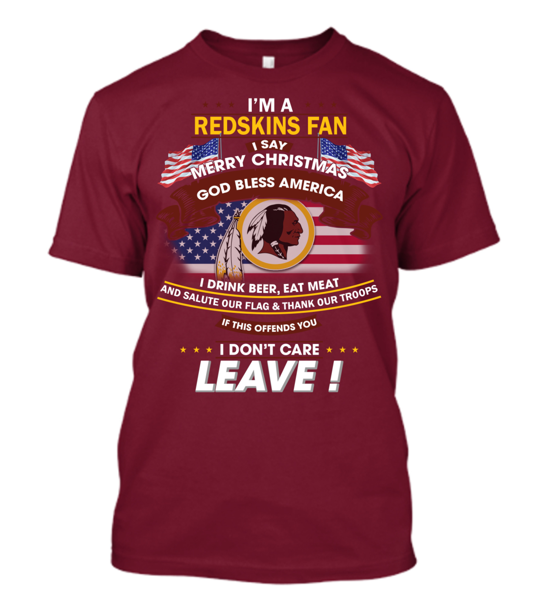 I'm A Redskins Fan Merry Christmas God Bless America T-Shirt