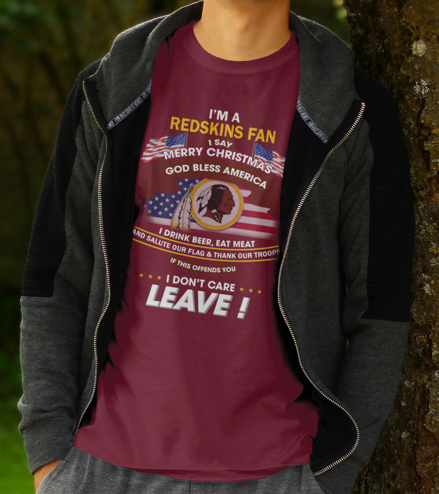 I'm A Redskins Fan Merry Christmas God Bless America T-Shirt
