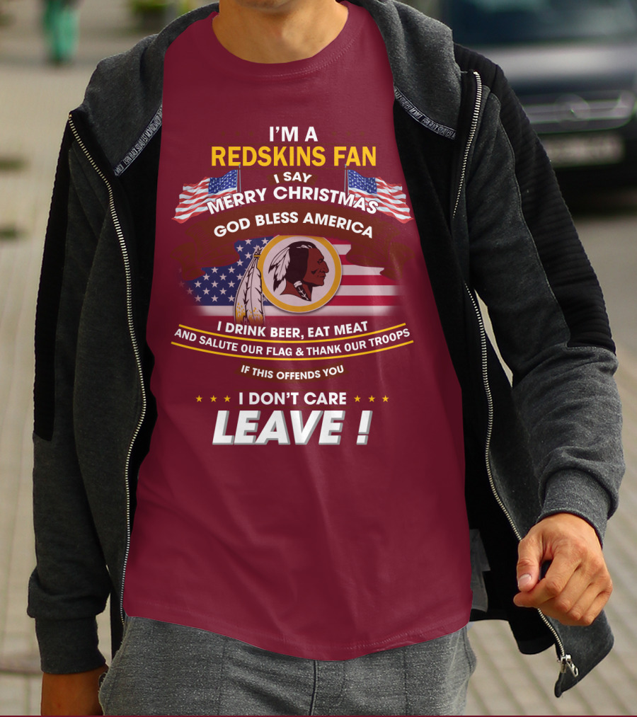 I'm A Redskins Fan Merry Christmas God Bless America T-Shirt