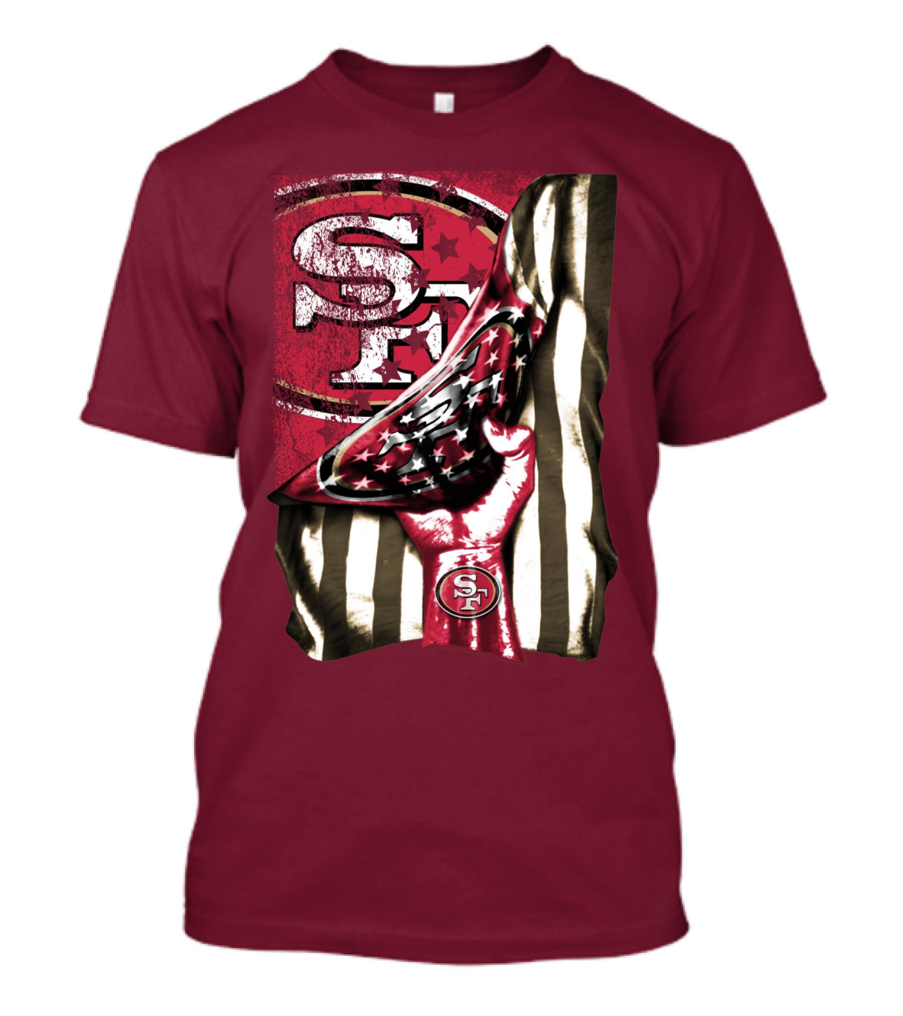 San Francisco 49ers Sf Hand Flag Stars Stripes T-Shirt