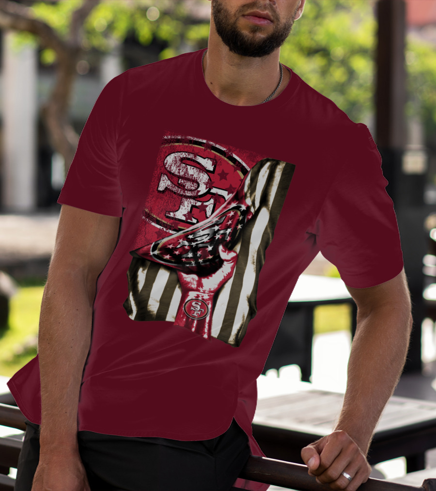 San Francisco 49ers Sf Hand Flag Stars Stripes T-Shirt
