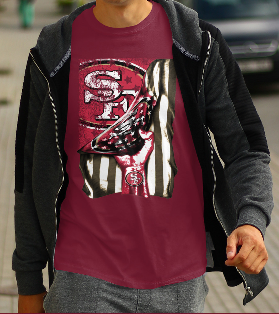 San Francisco 49ers Sf Hand Flag Stars Stripes T-Shirt