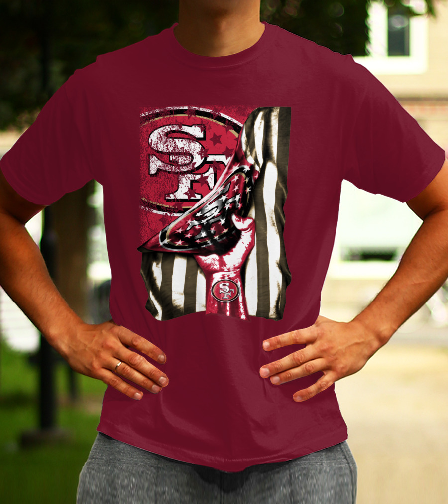 San Francisco 49ers Sf Hand Flag Stars Stripes T-Shirt