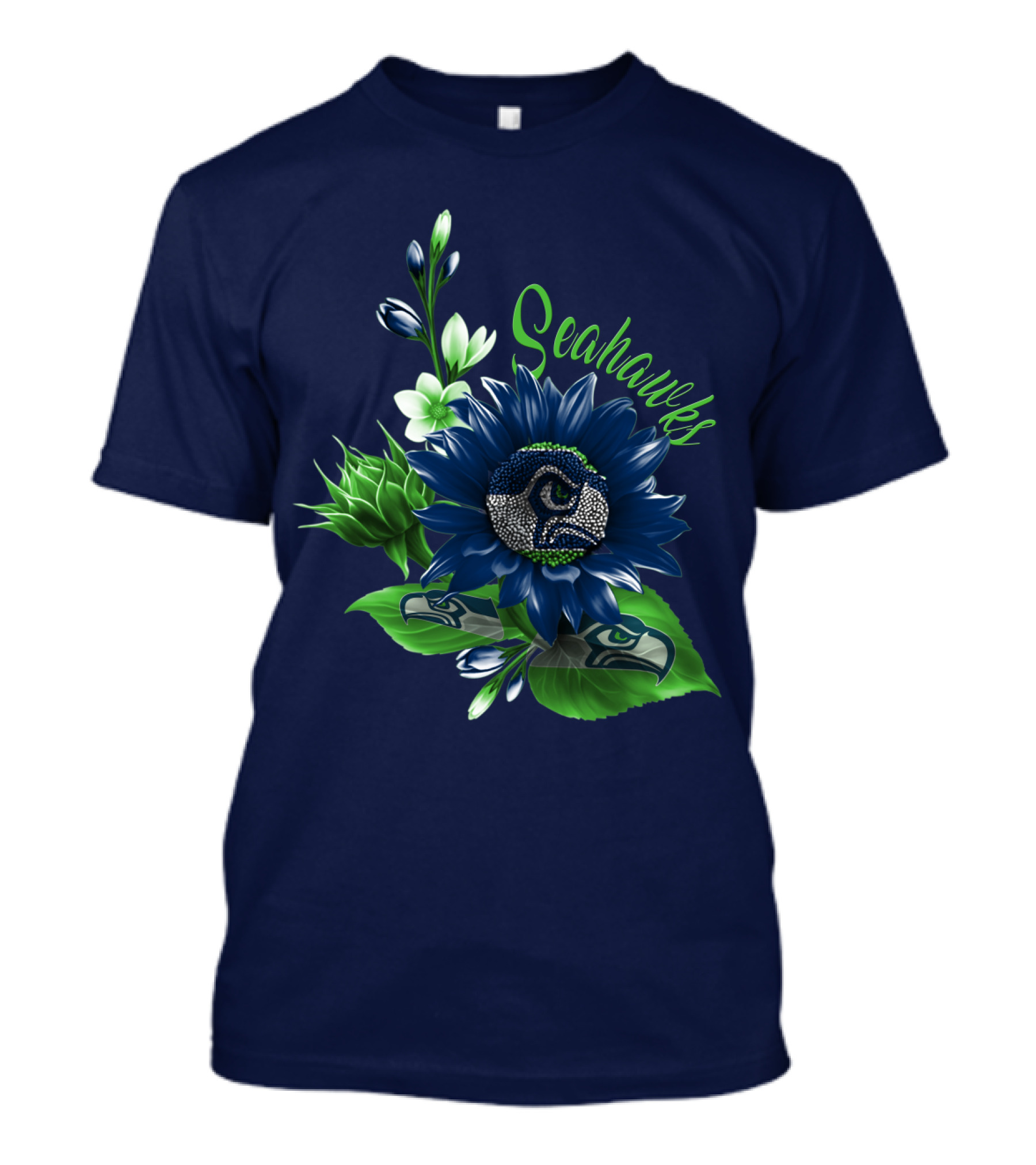 Seahawks Flower Design With Team Logo Elements T-Shirt