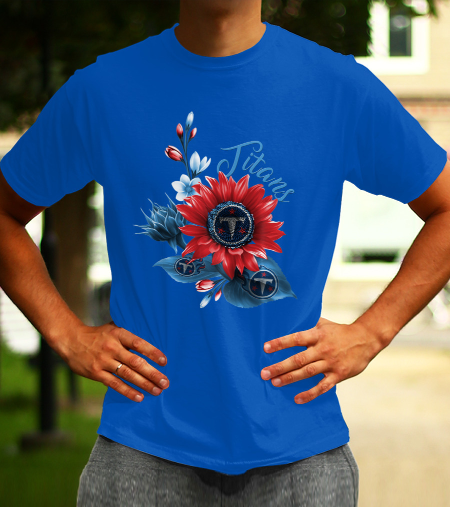 Tennessee Titans Floral Design With Logo Elements T-Shirt