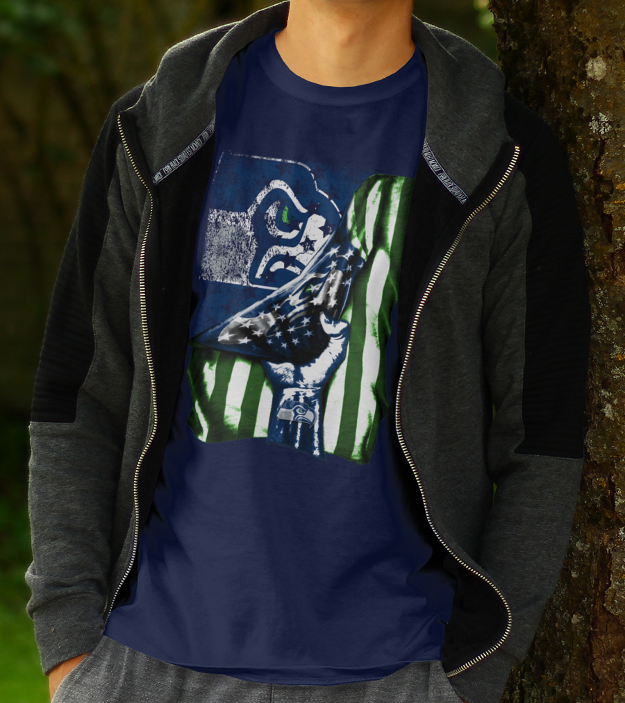 Seattle Seahawks American Flag Fist T-Shirt