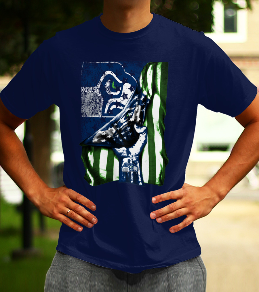 Seattle Seahawks American Flag Fist T-Shirt