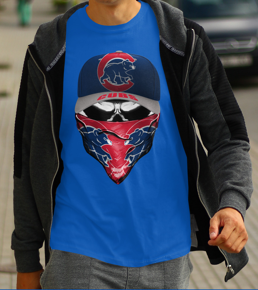 Chicago Cubs Bear Logo Cap And Bandana Combo T-Shirt