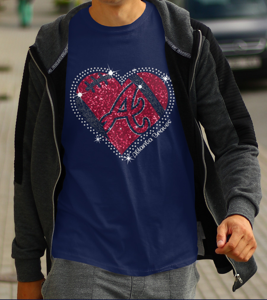 Atlanta Braves Heart With Sparkling Baseball T-Shirt