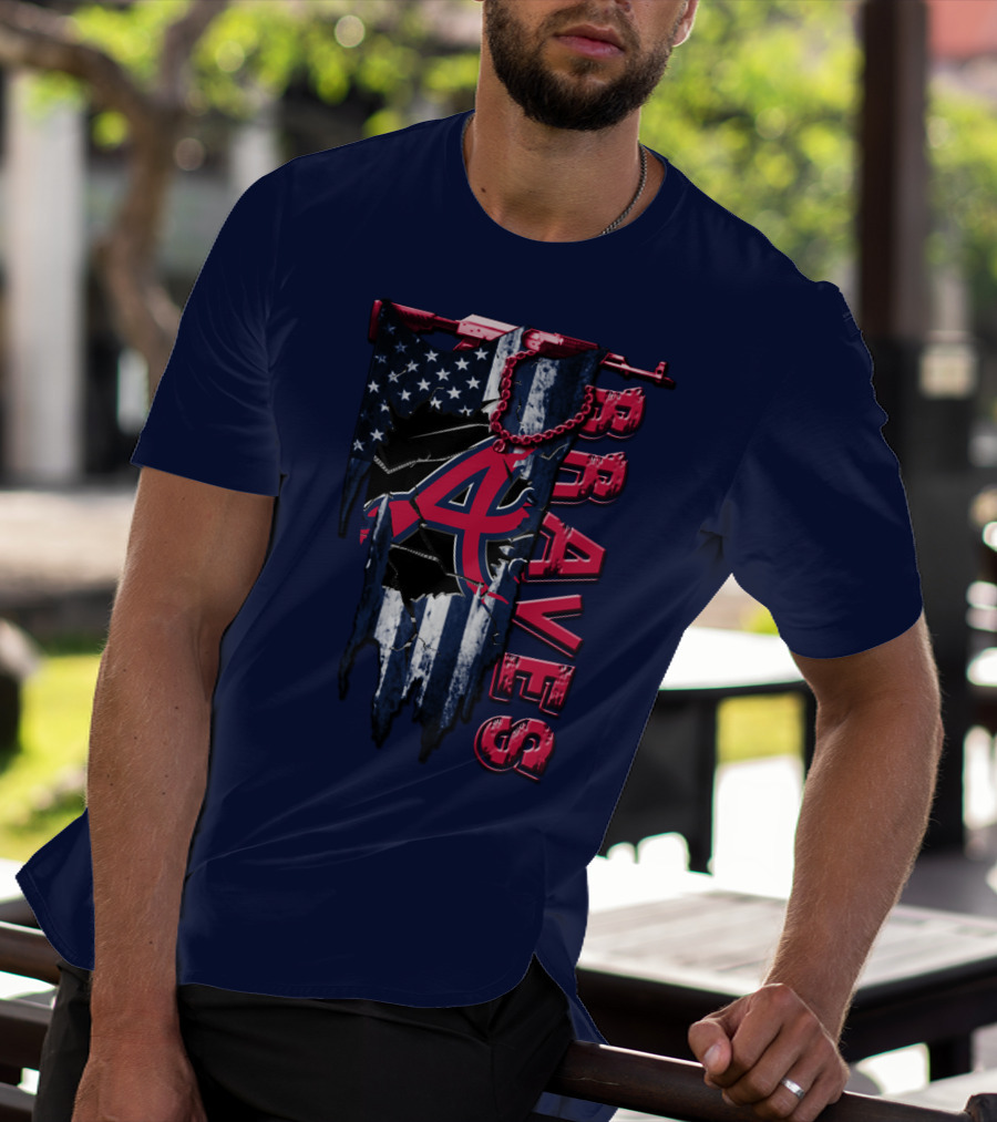 Atlanta Braves Patriotic Logo American Flag T-Shirt