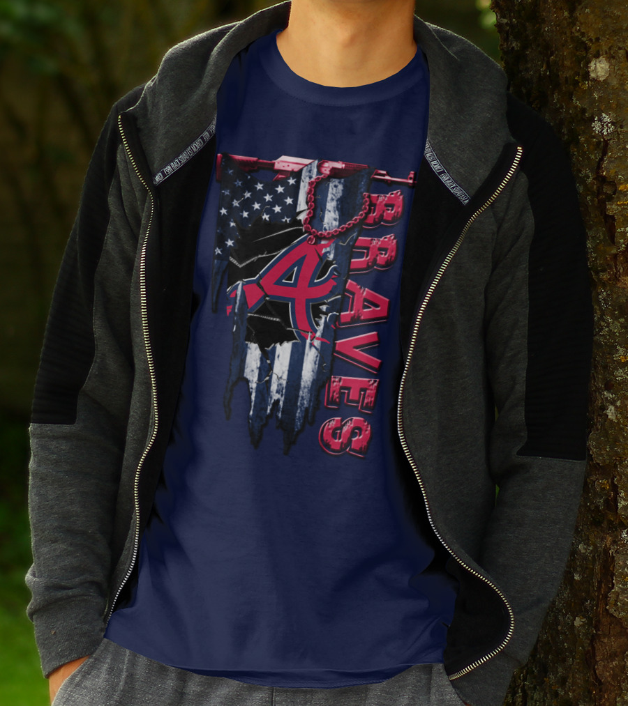 Atlanta Braves Patriotic Logo American Flag T-Shirt